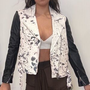 Phillip Lim animal print leather biker jacket